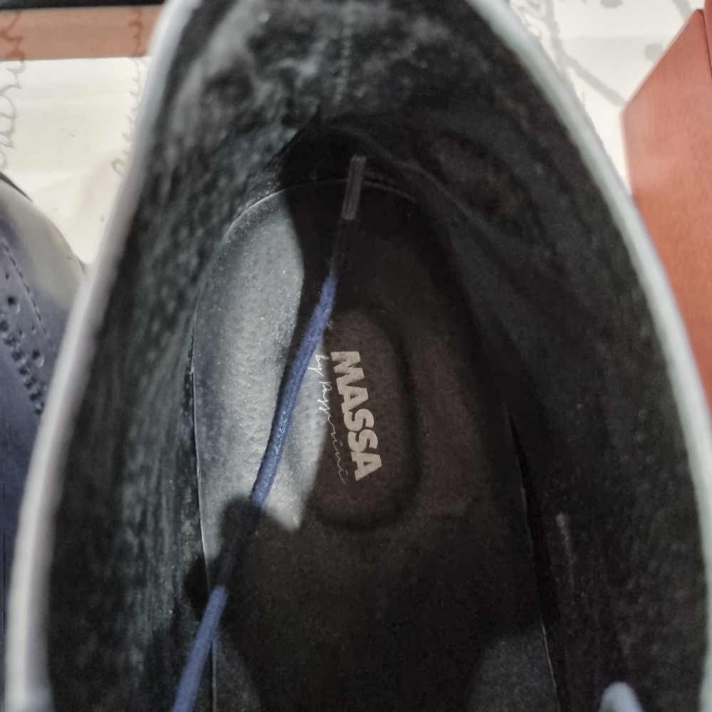 Men's blue navy leather Massa boots size 11. Lace up. Winter. Designer. Vgc.N - Picture 3 of 5